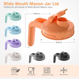 TIMIFTE Mason Jar Pour Spout Lid with Ergonomic Handle, V-shaped Easy Pouring Spout, Mason Jar Lids with Double Silicone Gasket for Airtight & Leak-proof, Turns your Mason Jars into Pitchers