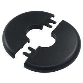 Zorveiio 2 Pcs Wall Split Flange, Self-Adhesive ABS Round Escutcheon Plate with Buckles Design for 0.86"/22mm Diameter Pipe Faucet Plumbing Cover, Decoration Accessories (Black)