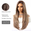 OUFEI Ombre Ash Blonde Wigs for Women Long Wig with
