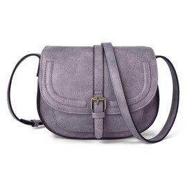 AFKOMST Crossbody Bag for Women Small Satchel and Shoulder Bag Vintage Saddle Handbags Vegan Leather