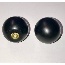 SB DISTRIBUTION LTD SBDs Black Phenolic ABS Plastic Ball Knob Female | 3/8"- 16 Thread Pitch 15/16" Depth 1-3/8" Diameter, 1-1/2" Height w/Brass Coated Metal Insert Heavy Duty 1.02 Oz