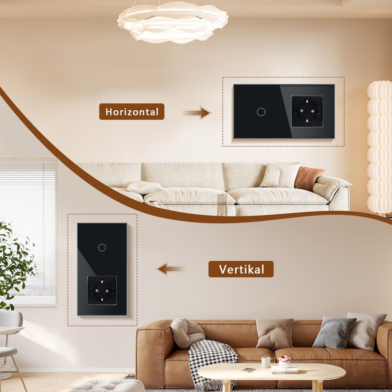 TAWOIA Switch with Socket Combination, EU Single 1 Way Crystal