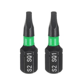 sourcing map 2pcs SQ1 Square Screwdriver Bit 1/4" Hex Shank 25mm/1" Length Magnetic 4 Point Head Hex Bits S2 Steel Screw Driver Bit Industrial Grade Electric Drill Bits