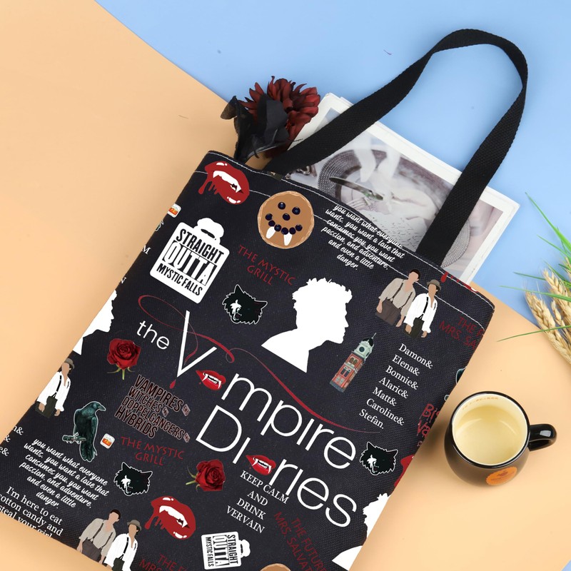LEVLO TVD Merch Vampire Tote Bag - Damon Salvatore Fan