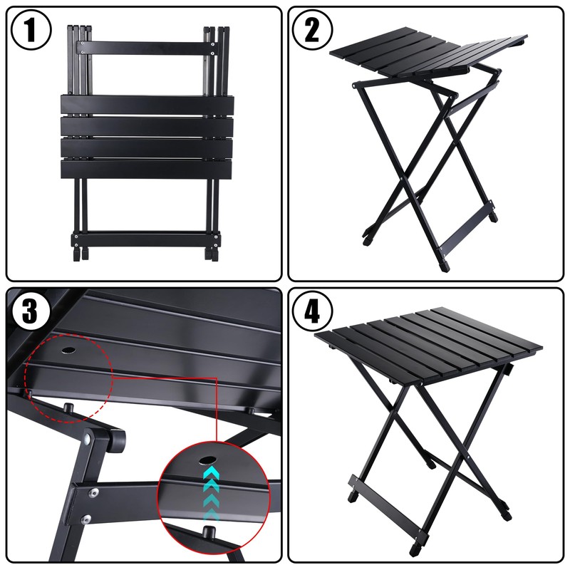 Lightweight Aluminum Folding Camping Table with Height 23.6 in