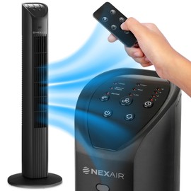 NEXAIR 36” Oscillating Tower Fan, 3 Speed Portable Fan Tower With Remote Control, Quiet Operating Floor Fan for Bedroom with 7.5 Hr Auto Off Timer, Modern Design Room Cooling Fan For Home & Office