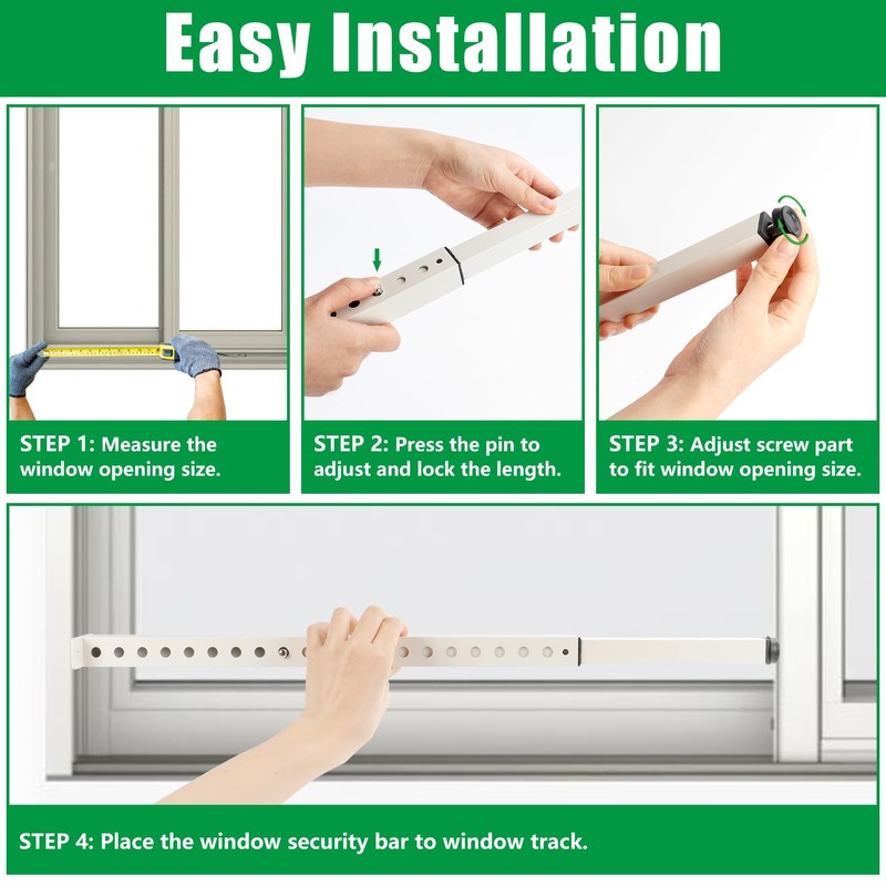 Forestchill Adjustable Window Security Bar, Extends from 17" to 32"
