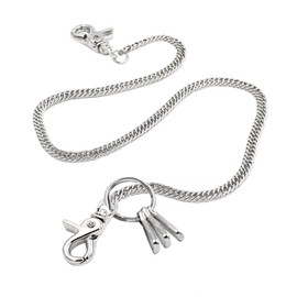 Lightweight Super Thin Cut Link Wallet Chain Swivel Trigger snap Biker Punk Key Chain (Silver)