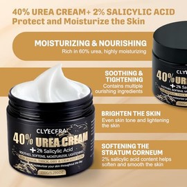 Crema de urea al 40% con ácido salicílico al 2%, crema de urea 40 por ciento para pies y manos, hidratante de máxima fuerza para piel áspera, seca, gr