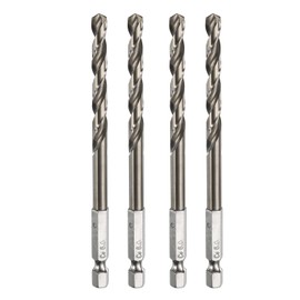sourcing map 4pcs M35 High Speed Steel Cobalt Twist Drill Bit 6mm/0.24" Dia with Quick Change 1/4" Hex Shank Jobber Drill Bit for Metal, Steel, Copper, Aluminum, Zinc Alloy