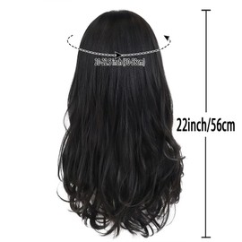 22 inch Long Black Curly Wigs for Men Natural Wavy Hairstyle 70s 80s Theme Party Wig Halloween Costume Male Music Performances Synthetic Hair