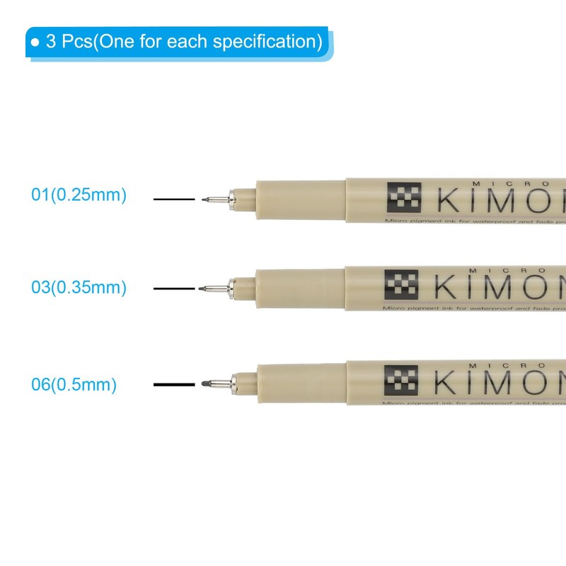 PATIKIL Micro Pen Fineliner Pens Set, 3Pcs Multiliner Fine Point