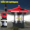 Red Solar Lighthouse, Rotating LED Lighthouse Decorative Light, Garden Waterproof
