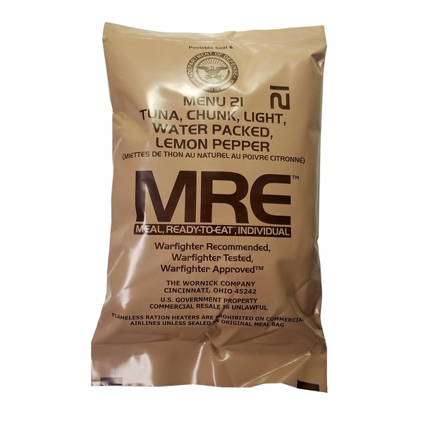 Lemon Pepper Tuna MRE Meal - Genuine US Military Surplus Inspection Date 2020 and Up