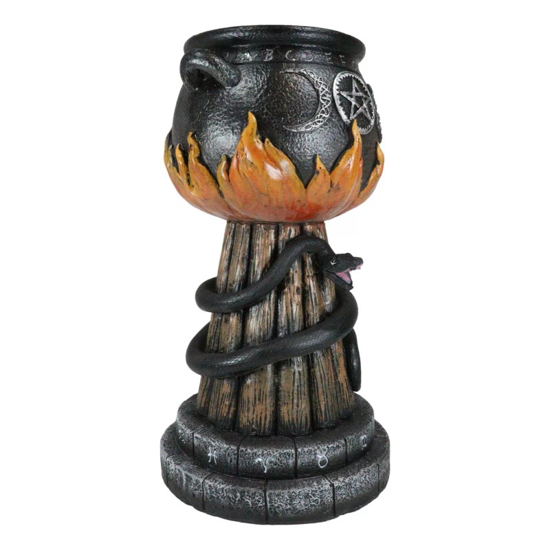 Wicca Triple Moon Witch Cauldron With Snake And Sacred Geometry