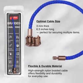 Silipac Durable Nylon Braided Key Ring with Anodized Black Lock - Versatile Keychain (Navy)