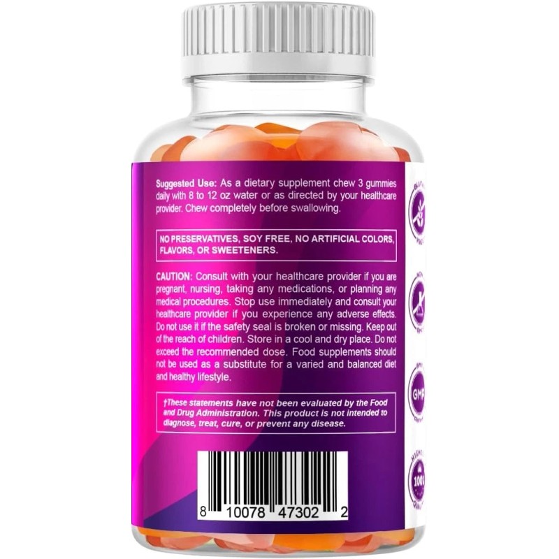 Vitamatic Prebiotic Fiber Gummies for Adults – 7g Fiber per
