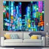 iTapnoom Japanese Anime Tapestry Neon Punk Futuristic City Tapestry Wall