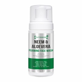 CUTISWISS Neem & Aloevera Foaming Facewash | Acne Control Foaming Facewash With Papaya & Cucumber Extract For All Skin Types Paraben Silicon Free - For Men Women 150 ml