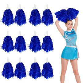 12pcs Cheerleading Pom Poms with Handle Cheerleader Pompoms Metallic Foil Pom Poms Cheerleader Outfit Accessories for Sports Team Spirit Cheering Party Dance Night Party (Red)