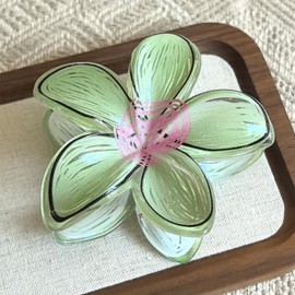 Painting Flower Hair Claws Non Slip 3.2" Vivid Color Hair Clips for Women Girls Medium Hair Accessories, Green