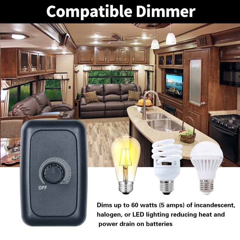 12V Dimmer Switch, Briidea RV 12V 5A 60W Dimmer Switch