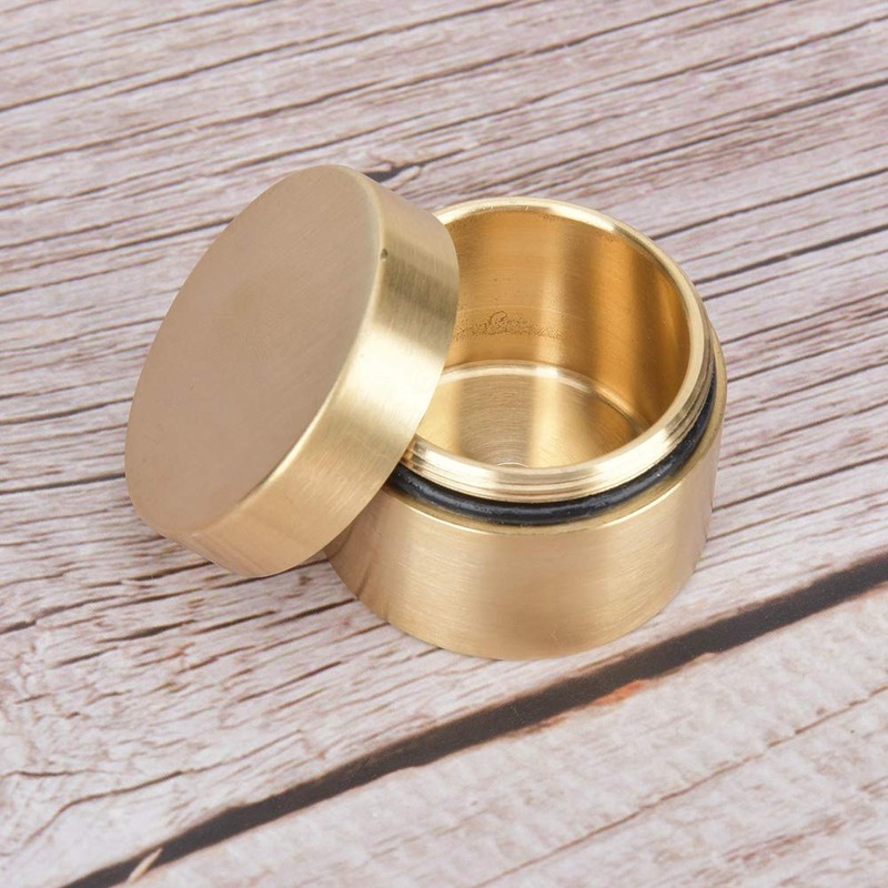 Dilwe Pocket Pill Boxes, Brass Round Shape Waterproof Dustproof Moisture