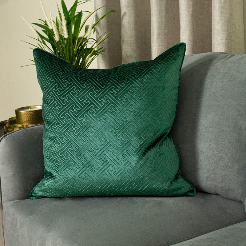 Paoletti Florence Cushion Cover, Emerald Green, 55 x 55 cm