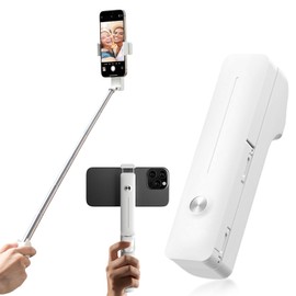 Extendable Mini Selfie Stick, Portable Selfie Stick in Pocket Size, Bluetooth Tripod, Tripod Smartphone for Vlog, Video Recording, Live Streaming (White)