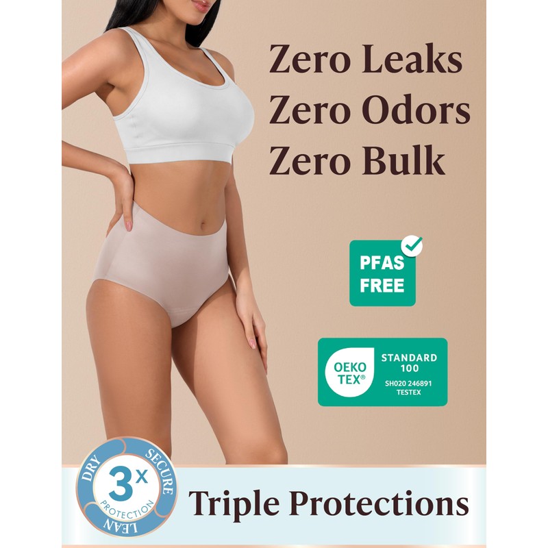 AIRCUTE Washable Absorbency Incontinence Underwear for Women Reusable Leak Proof