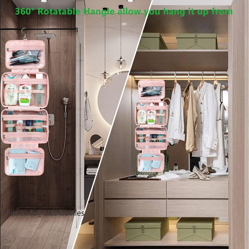 Travel Toiletry Bag,Hanging Toiletry Bags for Traveling Women, Water-resistant Makeup