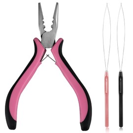 3 Stück Microring Extensions Zubehör, professionelles Nano-Haarverlängerungswerkzeug,Extensions Zange und Schlaufeneinfädler, Nano-Perlen