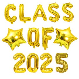bng-bng Gold Class of 2025 Balloons,Graduation 2025 Foil Balloons 16inch,Class of 2025 Banner for 2025 Graduation Party Decorations Decorations