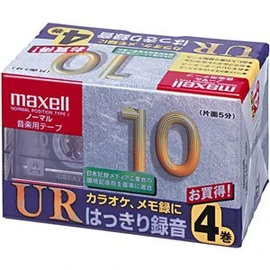maxell UR-10L 4P Cassette Tape for Recording, Normal/Type1, 10 Minutes, 4 Rolls