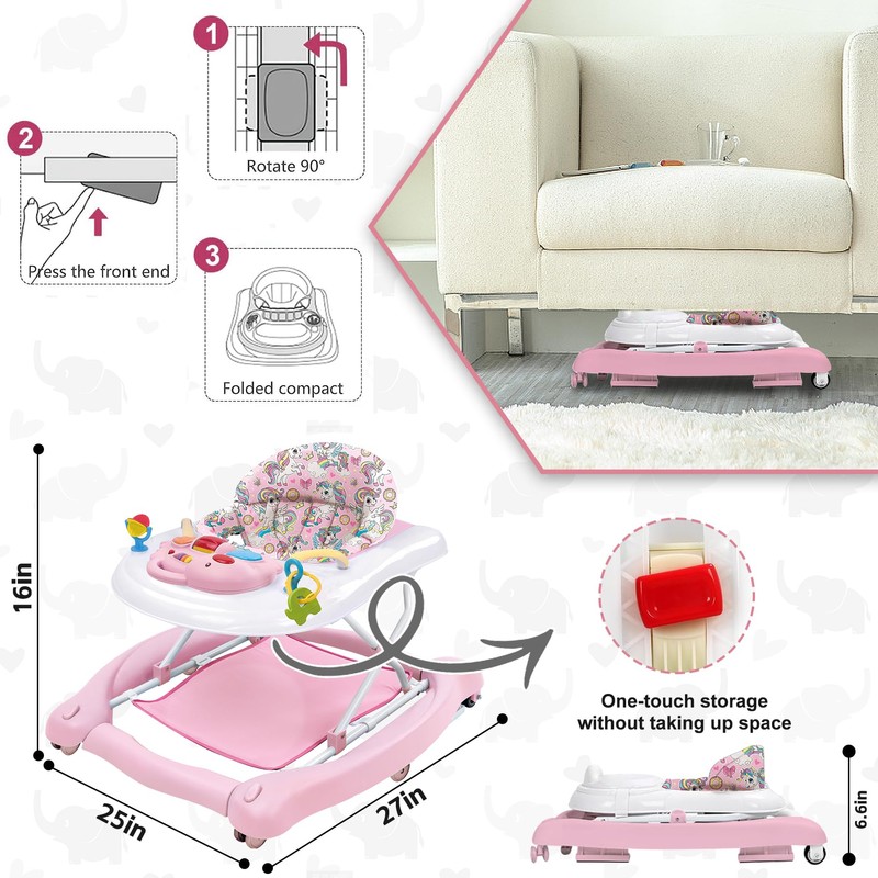 Foldable Baby 5-in-1 Activity Walker - Rocker, Activity Center, Bouncer,