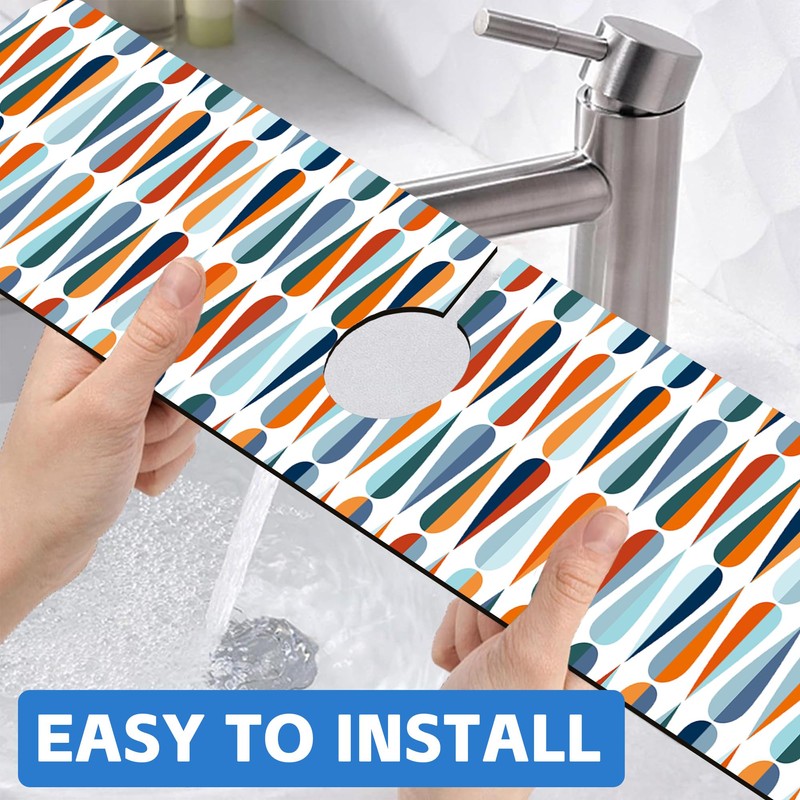 Mid-Century Drop Shapes Kitchen Sink Splash Guard Mat Absorbent Fast