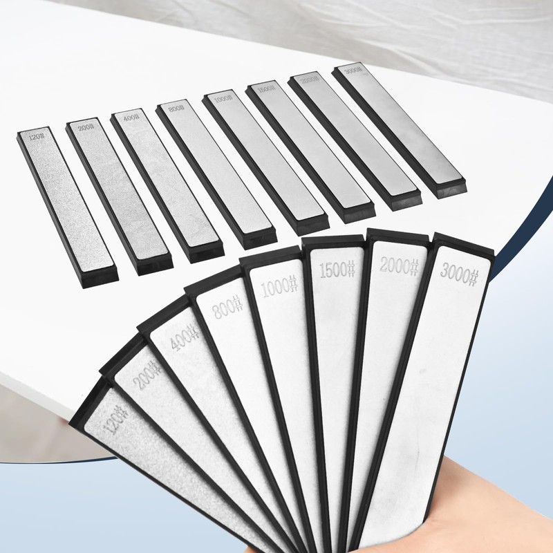 8 PCS Diamond Sharpening Stones, Professional Whetstone Set With Base,120/200/400/800/1000/1500/2000/3000
