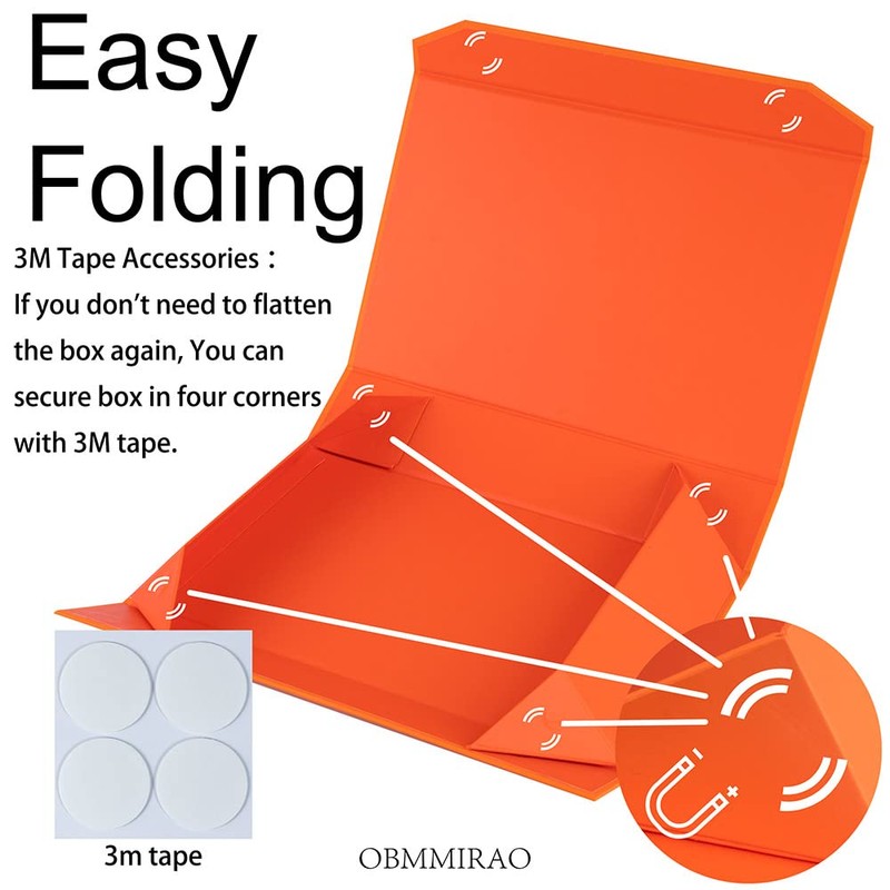 OBMMIRAO Orange Gift Box with Lid 12x8x2.5 Inches, Shirt Gift