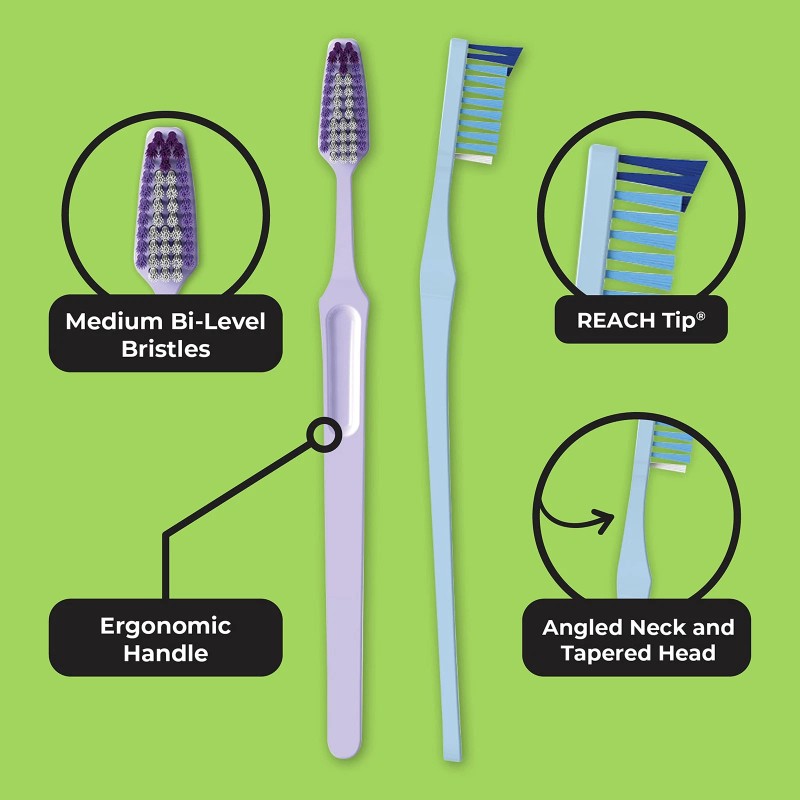 Reach Assorted Toothbrushes Pack Of 6 Medium Bristle For Family