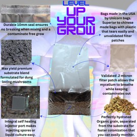MushroomSpawnStore.com 6 Pound Mushroom Grow Bag - All in One Grow Kit in A Bag - Sterilized Grain Spawn and Bulk Substrate - Injector Port - (Pack of 1)