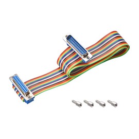 sourcing map IDC Rainbow Wire Ribbon Cable DB25 M/F Plug 2.54 mm Pitch 19.7 Inch Long