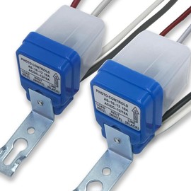 2pcs 12V/24V 10A Auto On/Off AC DC Photocell Light Switch Photocell Photo Switch Light Sensor Switch Dusk to Dawn LED Photocell Sensor for Outdoor/Indoor Lighting Fixtures (24V)