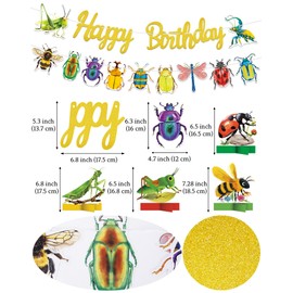 HAPPARTY - Decoración para fiestas de cumpleaños con insectos, diseño de insectos, guirnalda de cumpleaños, centros de mesa de insectos