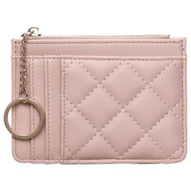 RNIEGA Slim Front Pocket Wallets for Women RFID Blocking Leather KeyChain Wallet Credit Card Holder with Zipper Coin Pocket