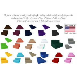 Danfuton Brown Twin Portable Chair Folding Foam Beds 6x32x70, 1.8 Density Sofa Bed