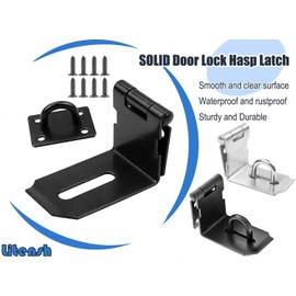 Litensh 3 Inch 90 Degree Right Angle Door Latch Security Lock Hasp Lock Hinge Lock Device for Door Black