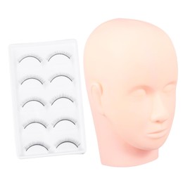 WOONEKY 1set Eyelash Extension Practice Mannequin Head Model for Makeup Training Includes Closed Eye Dummy and Eyelash Grafting Tool for Beginners and Professionals Beauty Industry