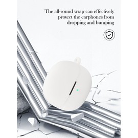 generic Compatible with QCY MeloBuds Pro True Wireless Earbuds(2024) Soft Silicone Protective Case Cover with Keychain,Cleaning Kit and Lanyard, Shockproof Cover for QCY MeloBuds Pro Earbuds-White