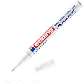 edding 753 gloss paint marker calligraphy - white - 1 paint marker - calligraphy nib 1-2.5 mm - for glass, stone, plastic, paper - waterproof, highly opaque - bullet journals, hand lettering