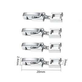 4 PCS Bracelet Extender Clasps,Granmagazz Fold Over Clasp, Fold Over Clasp Extender, Brass Watch Strap Clasps Jewelry Extender for Bracelets, Watches, Necklaces Crafts Making (Silver)